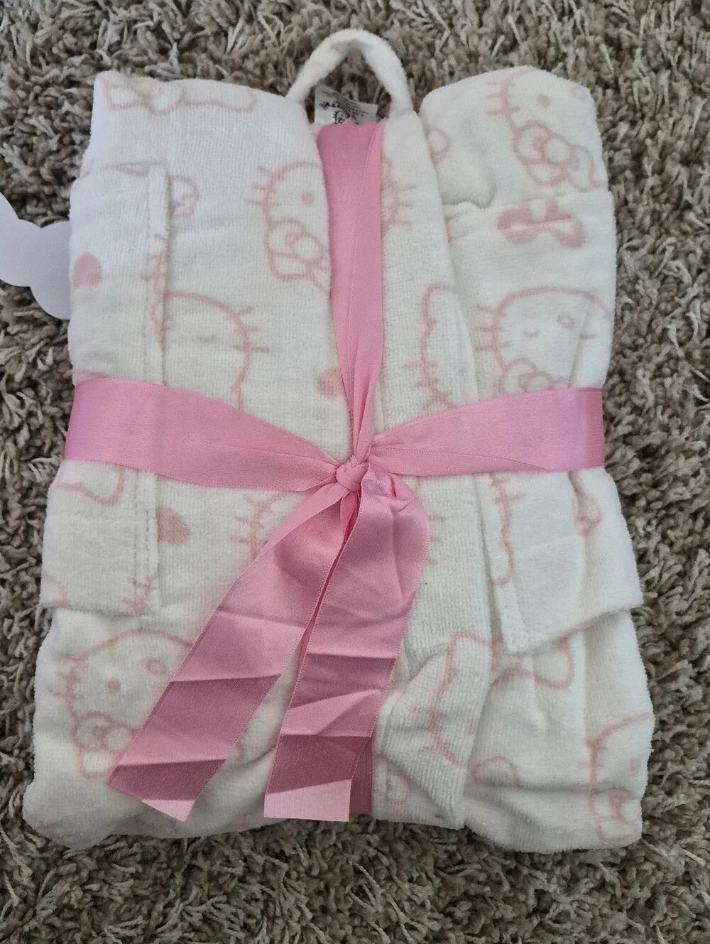 Hooded Bath Robe Hello Kitty NEW OSFM Lounge Spa Cotton Terry Towel Kawaii Plush